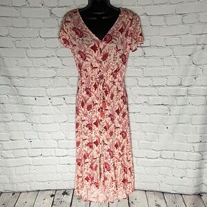 Knox Rose Pink and Red Floral Midi Dress